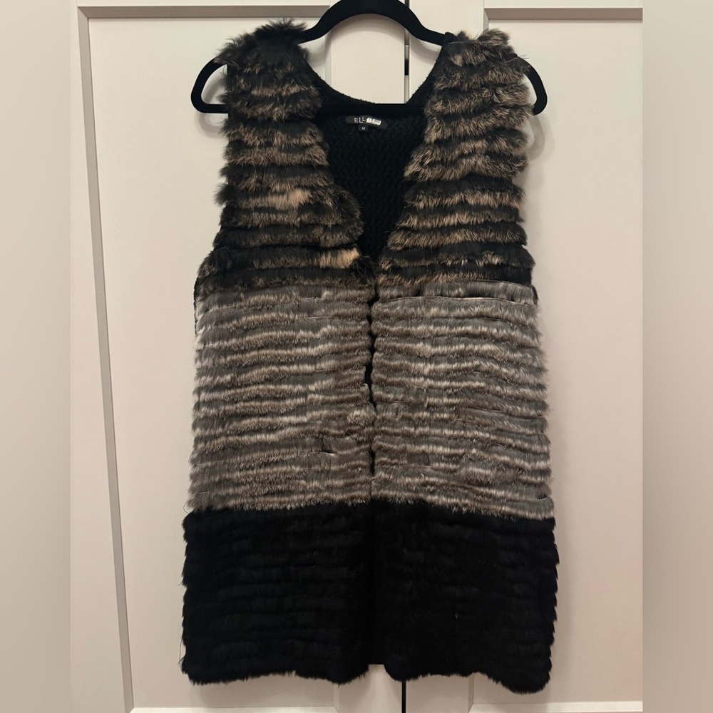 ELLIATT Striped Rabbit Fur Vest